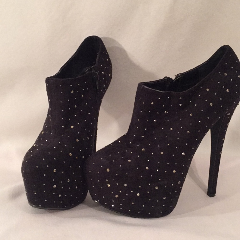 COPY - PAPRIKA Black Studded Heeled Ankle Boots Size 8.5